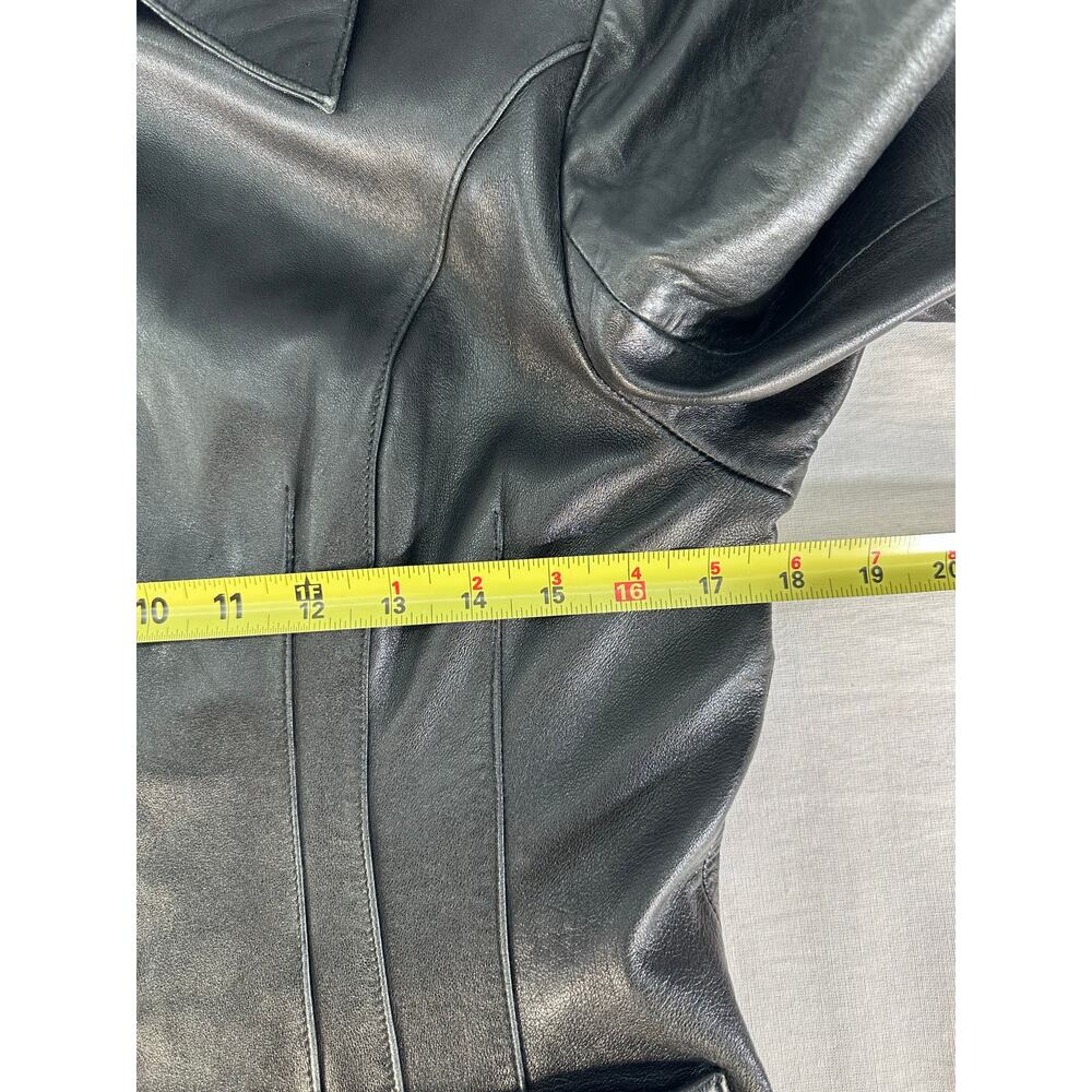VTG Pelle Studio by Wilson's Leather Womens sz M Black Leather Zipup Jacket SOFT - Picture 6 of 13